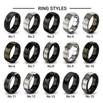 waxing crescent design tungsten ring styles in gunmetal & black