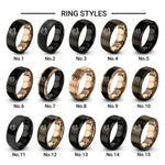 hog design tungsten ring styles in black & rose gold