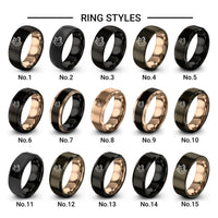 hog design tungsten ring styles in black & rose gold