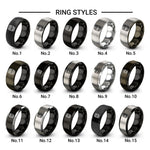 oak barrel design tungsten ring styles in black & grey