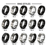 saluting soldier silhouette design tungsten ring styles in black & grey