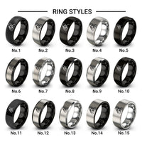 saluting soldier silhouette design tungsten ring styles in black & grey