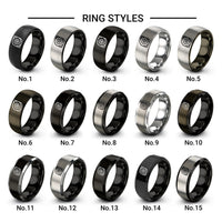 archimedean spiral design tungsten ring styles in black & silver