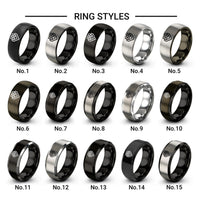pixel grid design tungsten ring styles in gunmetal & black