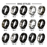 rule 30 design tungsten ring styles in black & silver