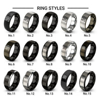 truchet triangles design tungsten ring styles in gunmetal & silver