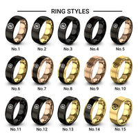unity circle design tungsten ring styles in black & gold