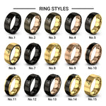 witch hat design tungsten ring styles in black & gold