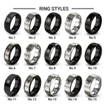 geometric butterfly circle design tungsten ring styles in black & grey