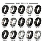minimal cat design tungsten ring styles in black