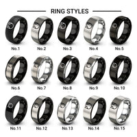 cat ears circle design tungsten ring styles in black & silver