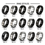 brush comb crossed design tungsten ring styles in black
