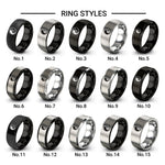 yin yang cat design tungsten ring styles in black & grey