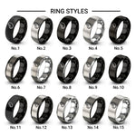 pea flake design tungsten ring styles in black & silver