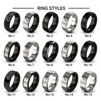 pea flake design tungsten ring styles in black & silver