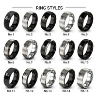 palm tree design tungsten ring styles in black & grey