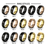 bali design tungsten ring styles in black & rose gold