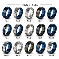 santorini design tungsten ring styles in blue & grey
