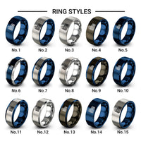 colosseum design tungsten ring styles in blue & grey