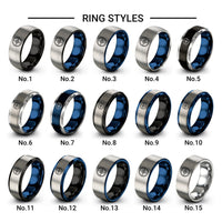 bearing ring design tungsten ring styles in black & blue & gray