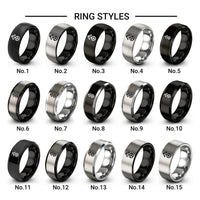 north arrow design tungsten ring styles in black & grey