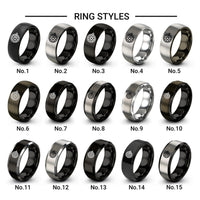 locomotive wheel design tungsten ring styles in black & silver