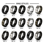 dotted travel path design tungsten ring styles in black