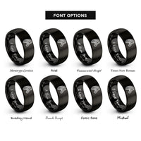 font options for inside engraving on black zebra rings