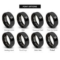font options for inside engraving on black zebra rings