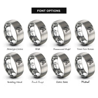 font options for inside engraving on gray zebra rings