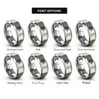 font options for inside engraving on gray zebra rings