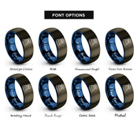 font options for inside engraving on gunmetal & blue zen stones rings