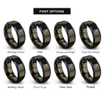font options for inside engraving on gunmetal & blue zen stones rings