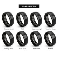 font options for inside engraving on black zhangjiajie stone pillars rings