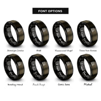 font options for inside engraving on gunmetal & black zhangjiajie stone pillars rings