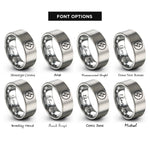 font options for inside engraving on silver zigzag pattern rings