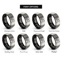 font options for inside engraving on black & silver zion canyon rings