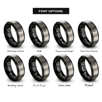 font options for inside engraving on black & gray zodiac wheel rings